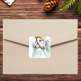 Prachen Kleine Girl Angel Wings Typografie Quadratischer Aufkleber