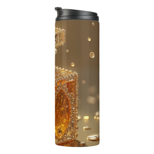 prächtig goldschimmernde Thermal Tumbler Thermosbecher (Nach rechts gedreht)