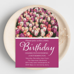 Prächtige 60. Geburtstagsfeier Tulpen-Blumen Einladung