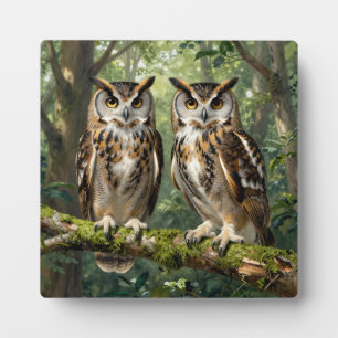 Prächtige Adler-Eulen Wald-Sitzplatz Fotoplatte