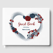 prächtige blaue und rote Blume Blumenherz Gästebuch (Vorderseite)