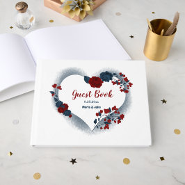 prächtige blaue und rote Blume Blumenherz Gästebuch