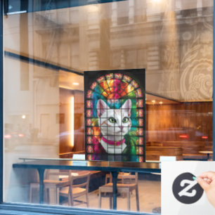 prächtige Glasfenster mit farbenfrohen Mosaiken Fensteraufkleber