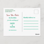 Prächtige Pfauen-Hochzeit Save The Date Postkarte (Rückseite)