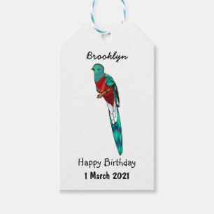 Prächtige Quetzalvogel-Cartoon-Illustration Geschenkanhänger