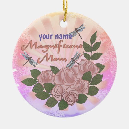 Prächtige Rose der Mama Keramik Ornament (Vorne)