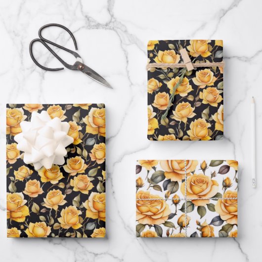 prächtige Rose Geschenkpapier Set (Vorderseite)