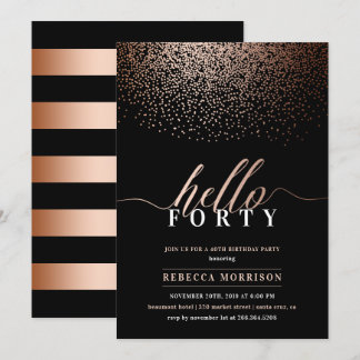 Prächtige Rose Gold/Kupfer jedes Alters Geburtstag Einladung