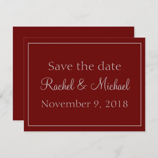 Prächtige Rot und Grau Save the Date (Vorne/Hinten)