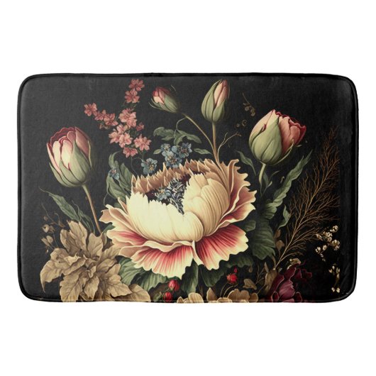 Prächtige Vintage Blumenordnung Badematte (Vorderseite)