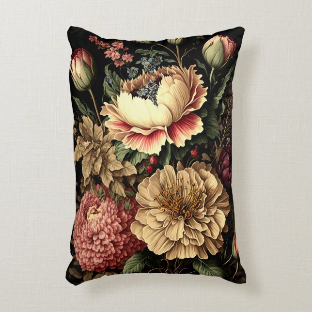 Prächtige Vintage Blumenordnung Dekokissen (Vorderseite(Vertikal))