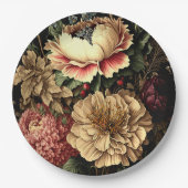 Prächtige Vintage Blumenordnung Pappteller (Vorderseite)