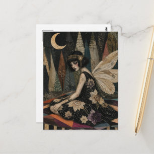 Prächtige Vintage-Fee Mixed-Media-Collage Postkarte