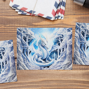Prächtige weiße Drachen-Fantasy Postkarte