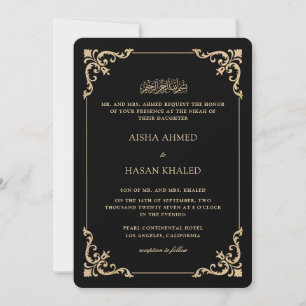 Prächtiger Barockrahmen Gold Schwarz Nikah-Zeremon Einladung