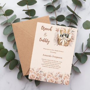 Prächtiger, brunchfarbener, boho Blumenschmuck Jun Einladung