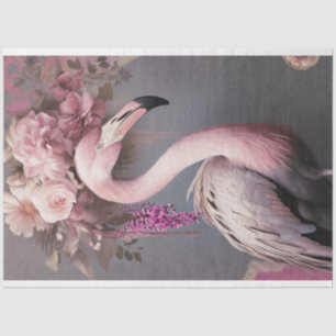 Prächtiger Flamingovogel und florale Kunst Seidenpapier