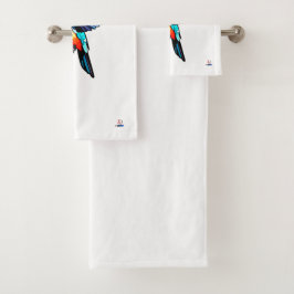 Prächtiger Kolibri - Farbige Illustration Badhandtuch Set
