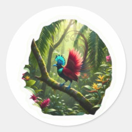Prächtiger Paradiesvogel - Exotische indonesische Runder Aufkleber