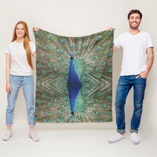 Prächtiger Pfau Benutzerdefiniertes Bild Luxuriöse Fleecedecke