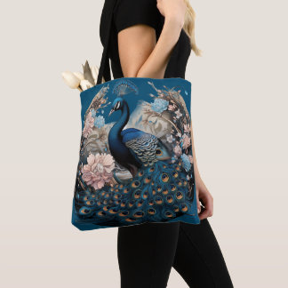 Prächtiger Pfau mit blauer Basis Tasche