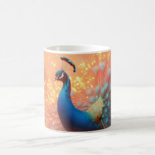 Prächtiger Pfau mit lebendigem Gefieder Kaffeetasse
