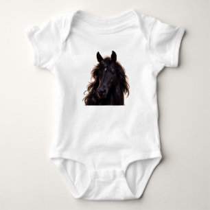 Prächtiger schwarzer Hengst Baby Strampler