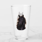 Prächtiger schwarzer Hengst Glas (Rückseite)