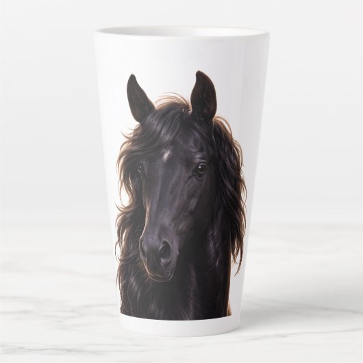 Prächtiger schwarzer Hengst Milchtasse (Vorderseite)
