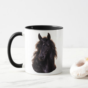 Prächtiger schwarzer Hengst Tasse