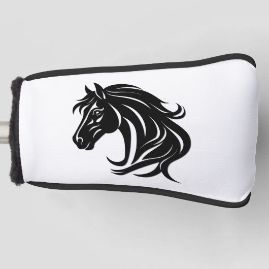 Prächtiger schwarzer Pferdekopf   Golf Headcover (Vorderseite)