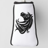 Prächtiger schwarzer Pferdekopf Golf Headcover (Rotieren 90)