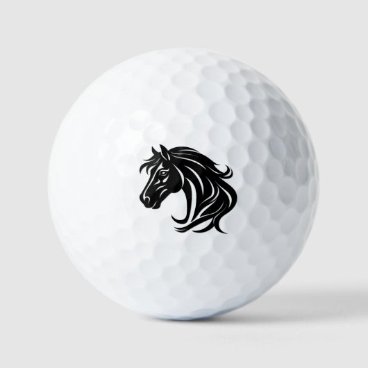 Prächtiger schwarzer Pferdekopf Golfball (Vorderseite)