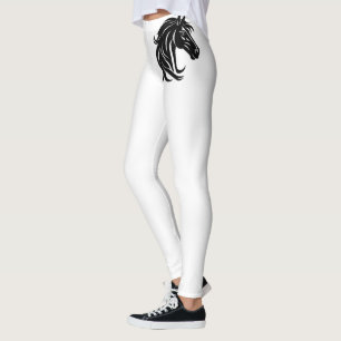 Prächtiger schwarzer Pferdekopf   Leggings