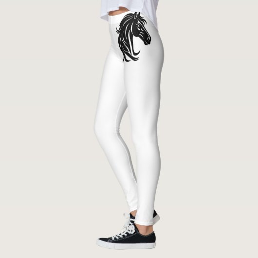 Prächtiger schwarzer Pferdekopf Leggings (Links)