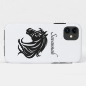Prächtiger schwarzer Pferdekopf mit Namen Case-Mate iPhone Hülle (Rückseite (Horizontal))