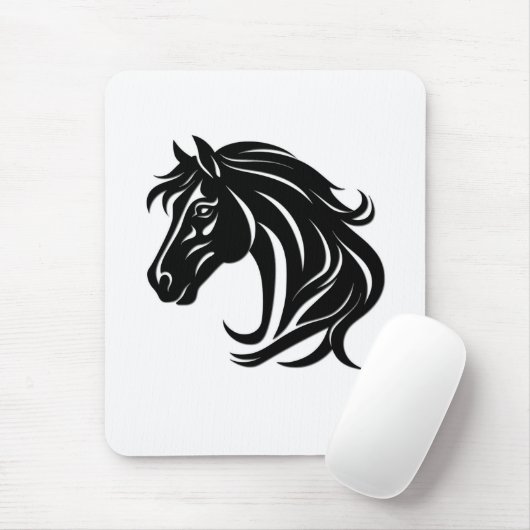 Prächtiger schwarzer Pferdekopf Mousepad (Mit Mouse)