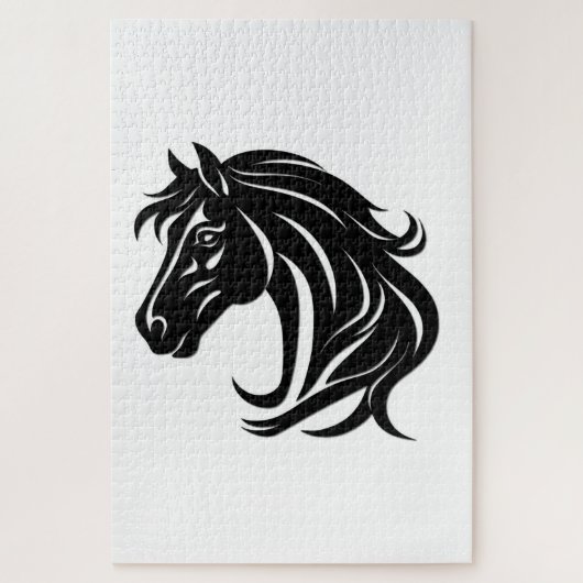 Prächtiger schwarzer Pferdekopf Puzzle (Vertikal)