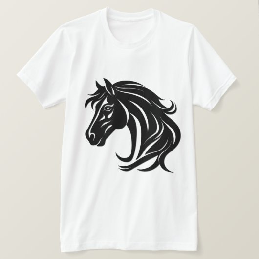 Prächtiger schwarzer Pferdekopf T-Shirt (Design vorne)