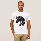Prächtiger schwarzer Pferdekopf T-Shirt (Vorne ganz)