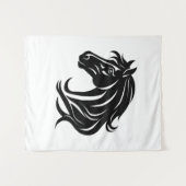 Prächtiger schwarzer Pferdekopf Wandteppich (Vorderseite (Horizontal))
