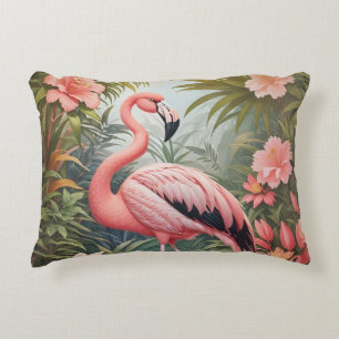 Prächtiger tropischer rosa Flamingovogel Dekokissen