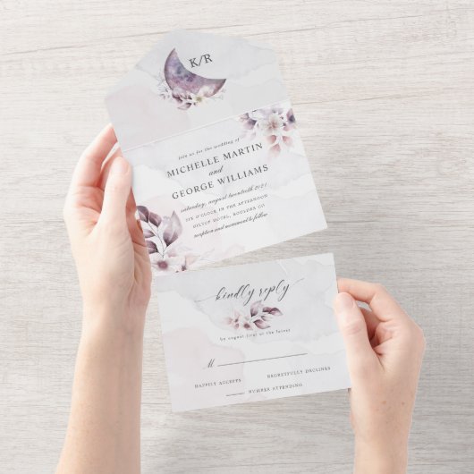 prächtiger Wasserfarbenfall floral (kein ENV erfor All In One Einladung (Abreißen)