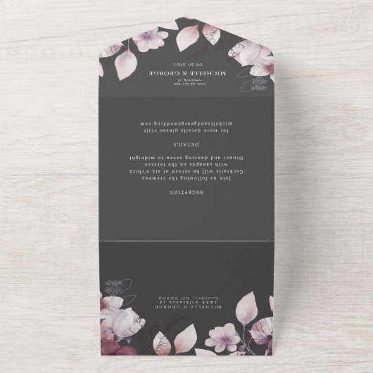 prächtiger Wasserfarbenfall mit Blütenpracht in ei All In One Einladung (Außenbereich)