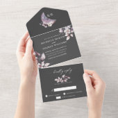 prächtiger Wasserfarbenfall mit Blütenpracht in ei All In One Einladung (Abreißen)