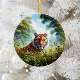 Prächtiges Bengal-Tiger-Andenken Keramik Ornament