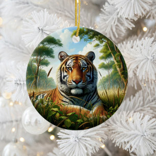Prächtiges Bengal-Tiger-Andenken Keramik Ornament