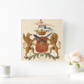 Prächtiges heraldisches Abzeichen mit Greif und Quadratische Wanduhr (Zuhause)