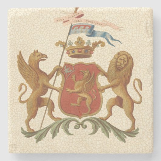 Prächtiges heraldisches Abzeichen mit Greif und Steinuntersetzer (Vorderseite)
