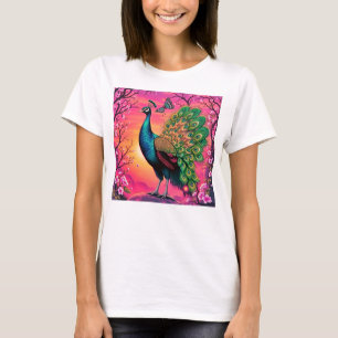 Prächtiges Pfau-Design T-Shirt
